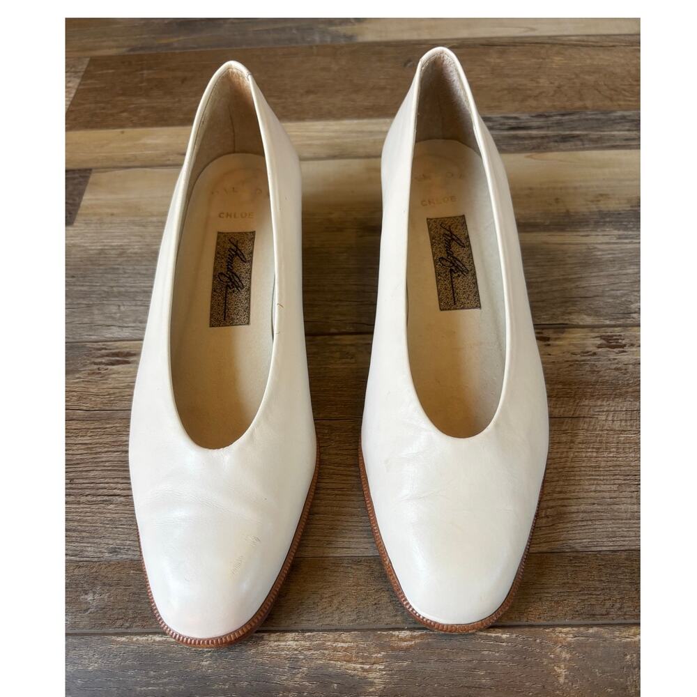 Vintage Amalfi Chloe Women's Leather Shoes Made In Italy Cream 7.5 *flaw